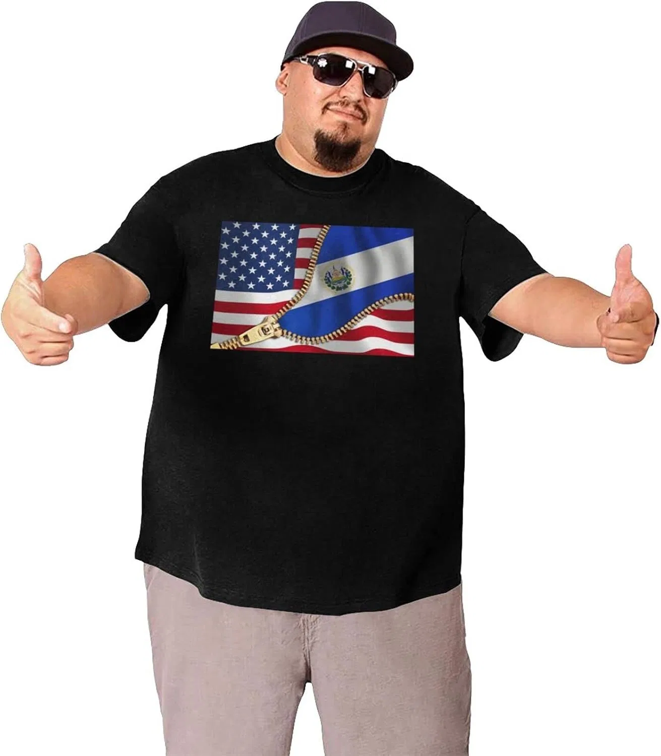 Мужская футболка с графическим принтом Regular Fit, American Flag and El Salvador Flag1 — фото 3