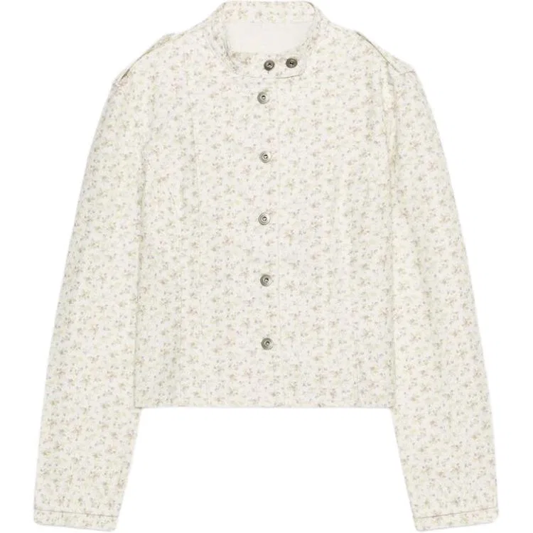 Женская джинсовая куртка с принтом, воротник-стойка, ZARA, Print