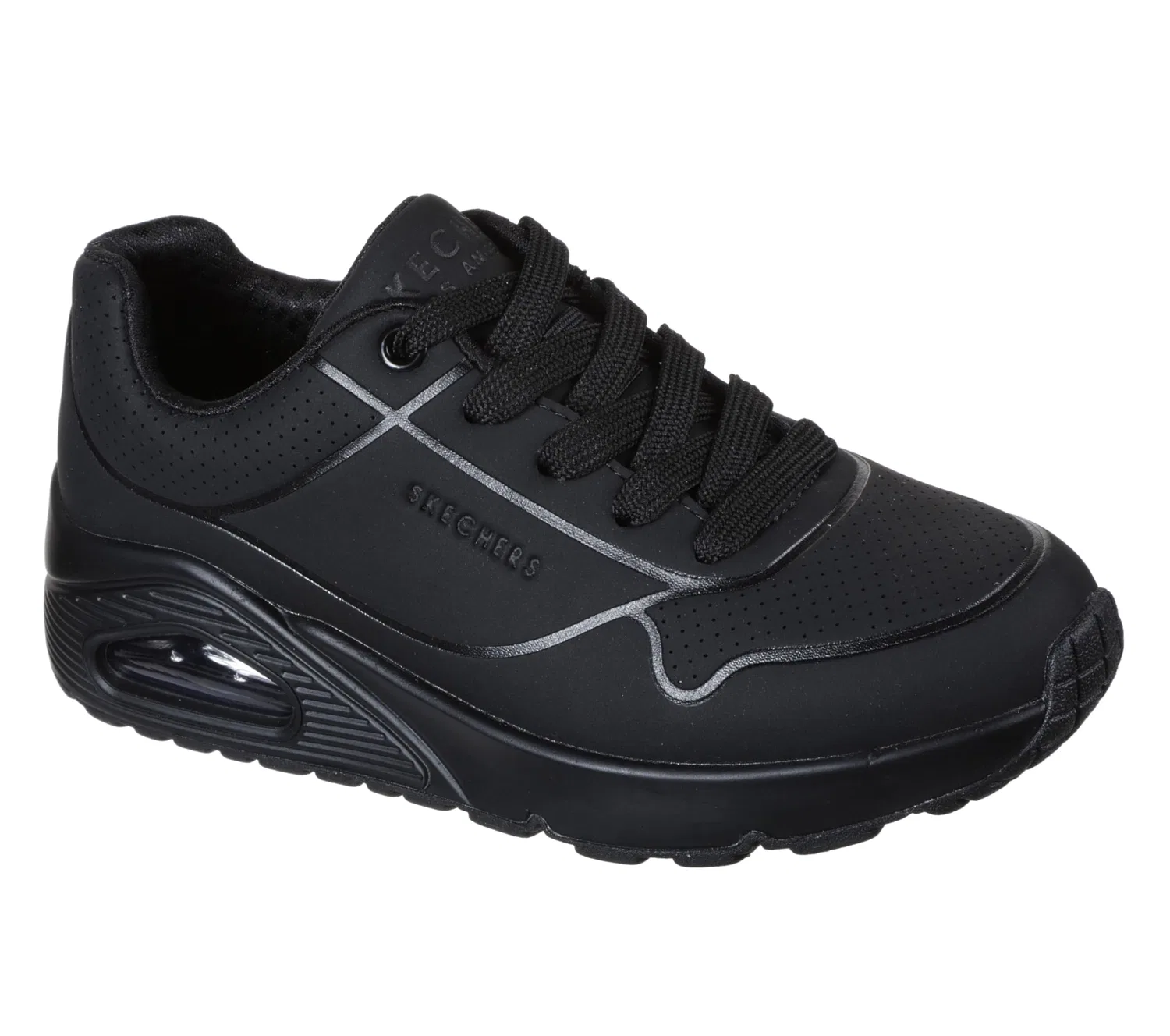Детские кроссовки для мальчиков с воздушной подушкой One Stand on Air Skechers, Black Synthetic Black Trim — фото 2