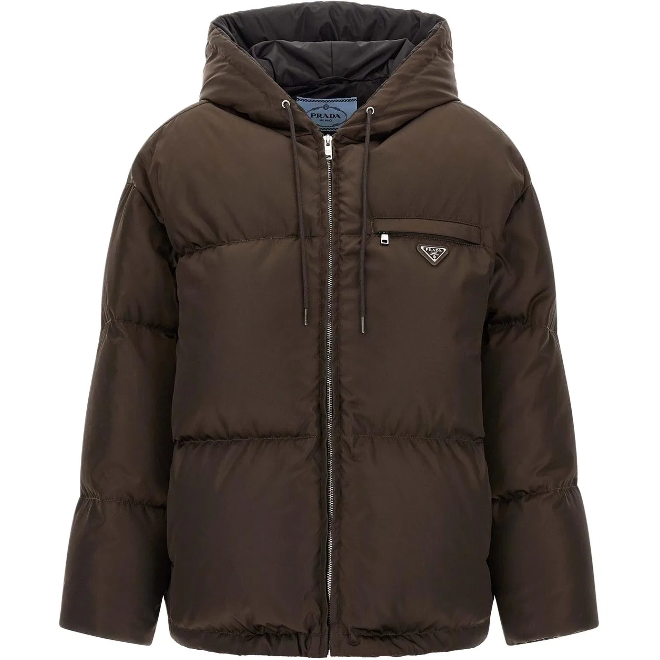 Мужская куртка с капюшоном прямого кроя PRADA, Brown