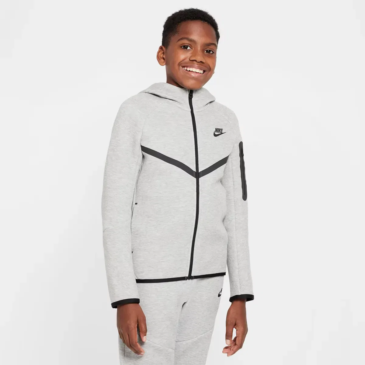 Детская худи с капюшоном из флиса Tech Fleece Nike, Gris