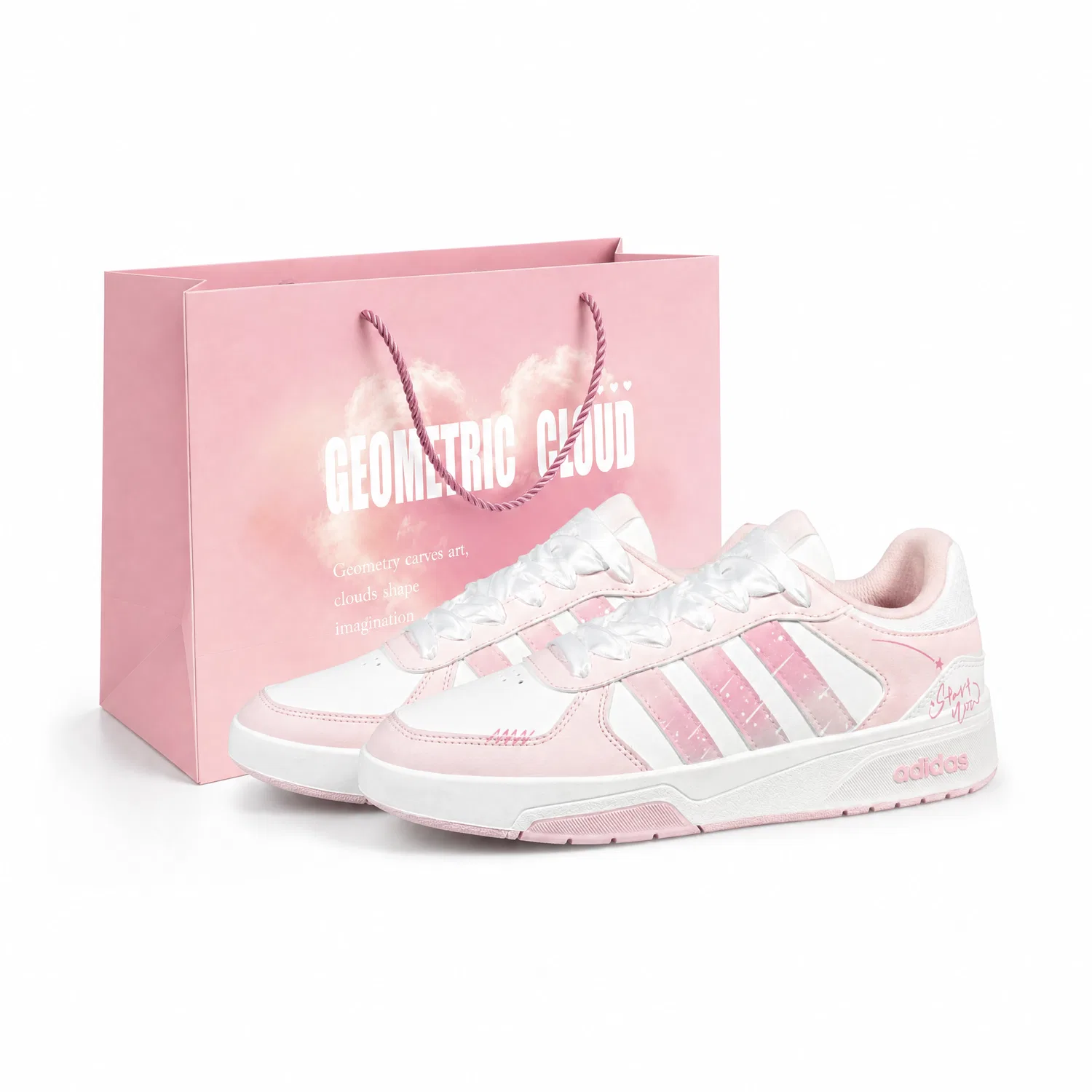 Детские скейтборд-кроссовки COURTBEAT с низким верхом Adidas, Pink White