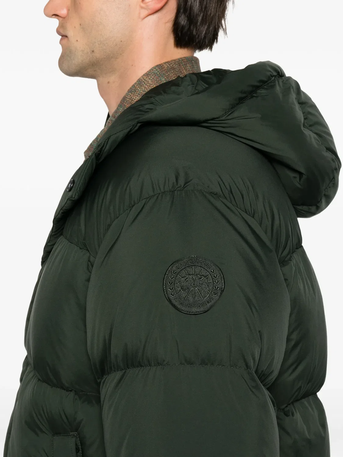 Стеганое пальто с капюшоном зеленого цвета Canada Goose, зеленый — фото 3