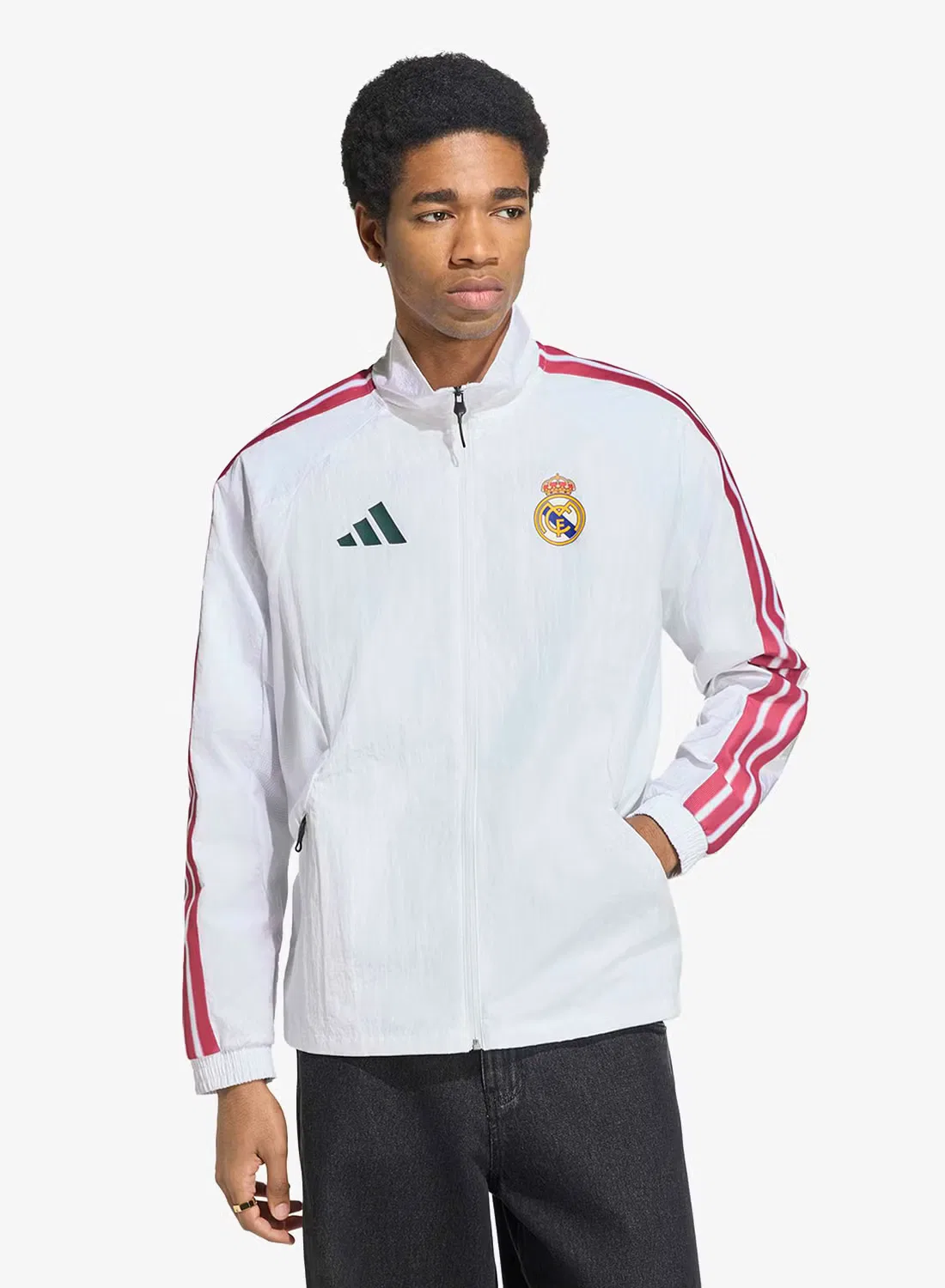 Куртка-бомбер с воротником-стойкой Real Madrid Home Anthem Adidas, черный