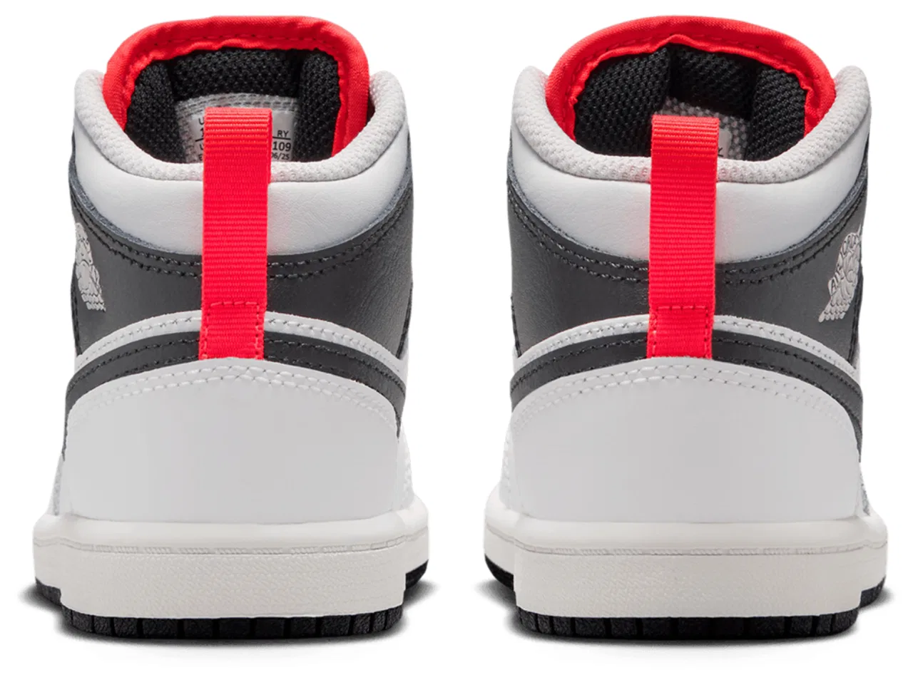 Кроссовки для мальчиков AJ 1 Mid Jordan, цвет Summit White/Black/Infrared — фото 2