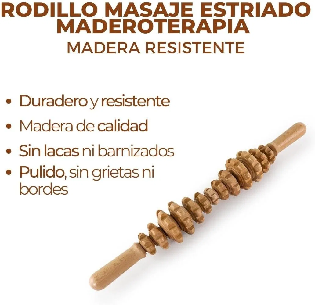 Массажный ролик антицеллюлитный, Maderoterapia Estetica España M Dori Lopez, 40 см, деревянный Maderoterapia Estética España M Dori Lopez — фото 2