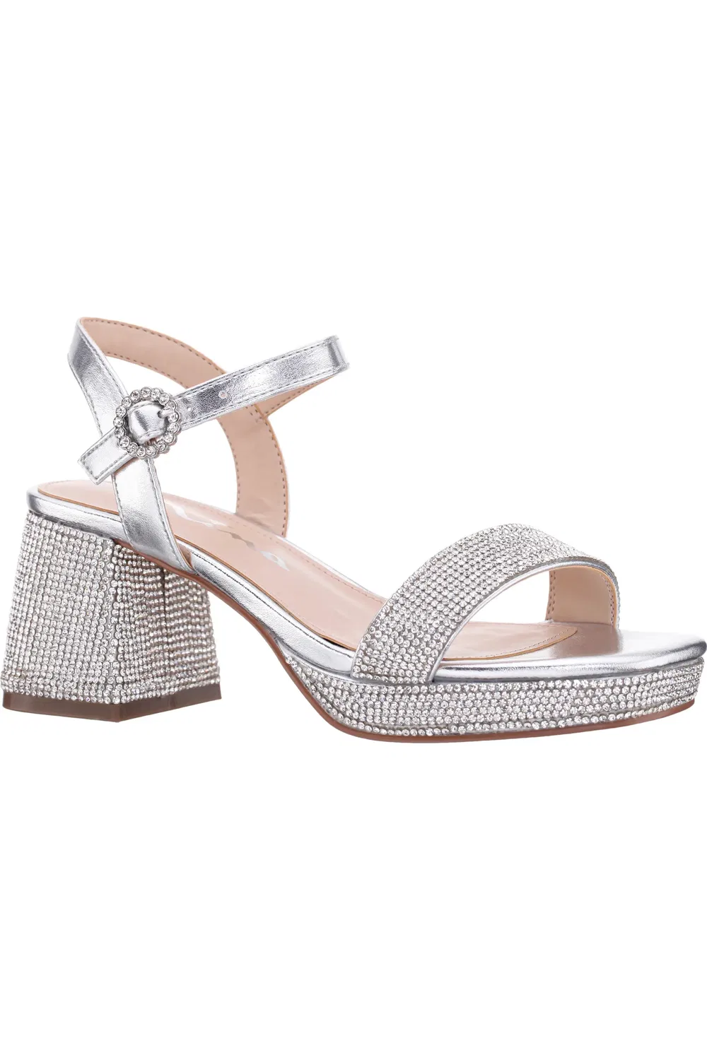 Сандалии детские с блестками и платформой Marysol Nina, Silver Metallic Stones