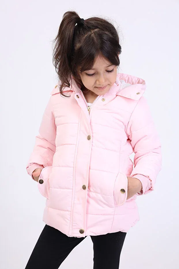 Детское пальто для девочек с капюшоном Toontoy, Light Pink — фото 2