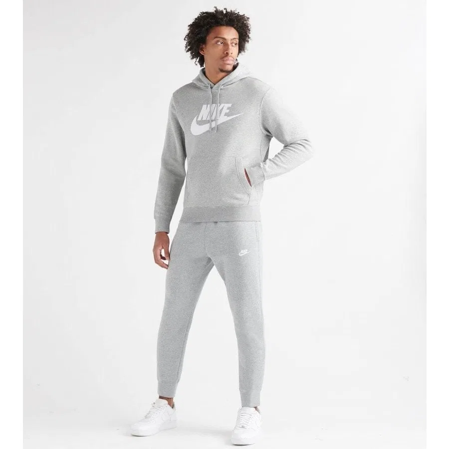 Мужской свитшот с капюшоном и принтом Nsw Club Hoodie Nike, Серый — фото 3