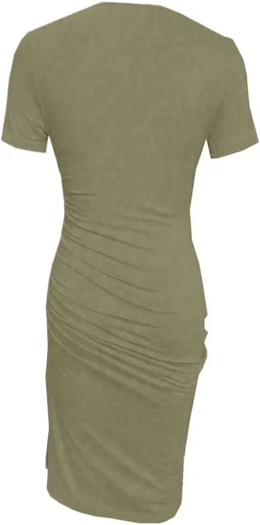 Женское миди-платье с высоким разрезом Casual, Green