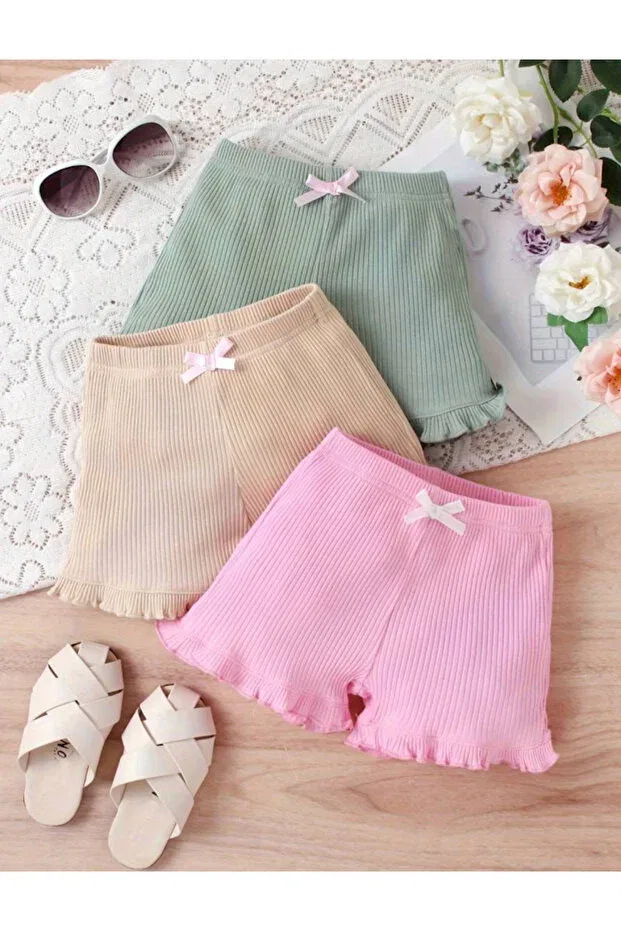 Детский комплект для девочек с рюшами Basics Eymwes, Greenbrownpink