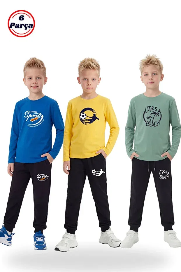 Детский комплект из свитшота и брюк с принтом 3-piece tracksuit set Ya Ko Kids, Sax Yellow Mint