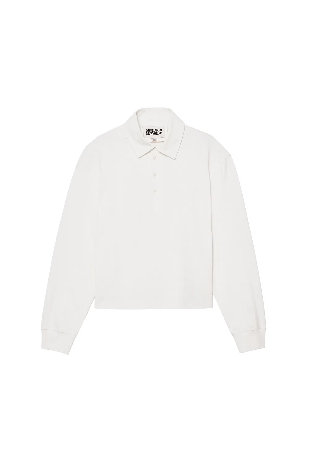 Хлопковая рубашка-поло укороченного кроя ZARA, Oyster-White — фото 3