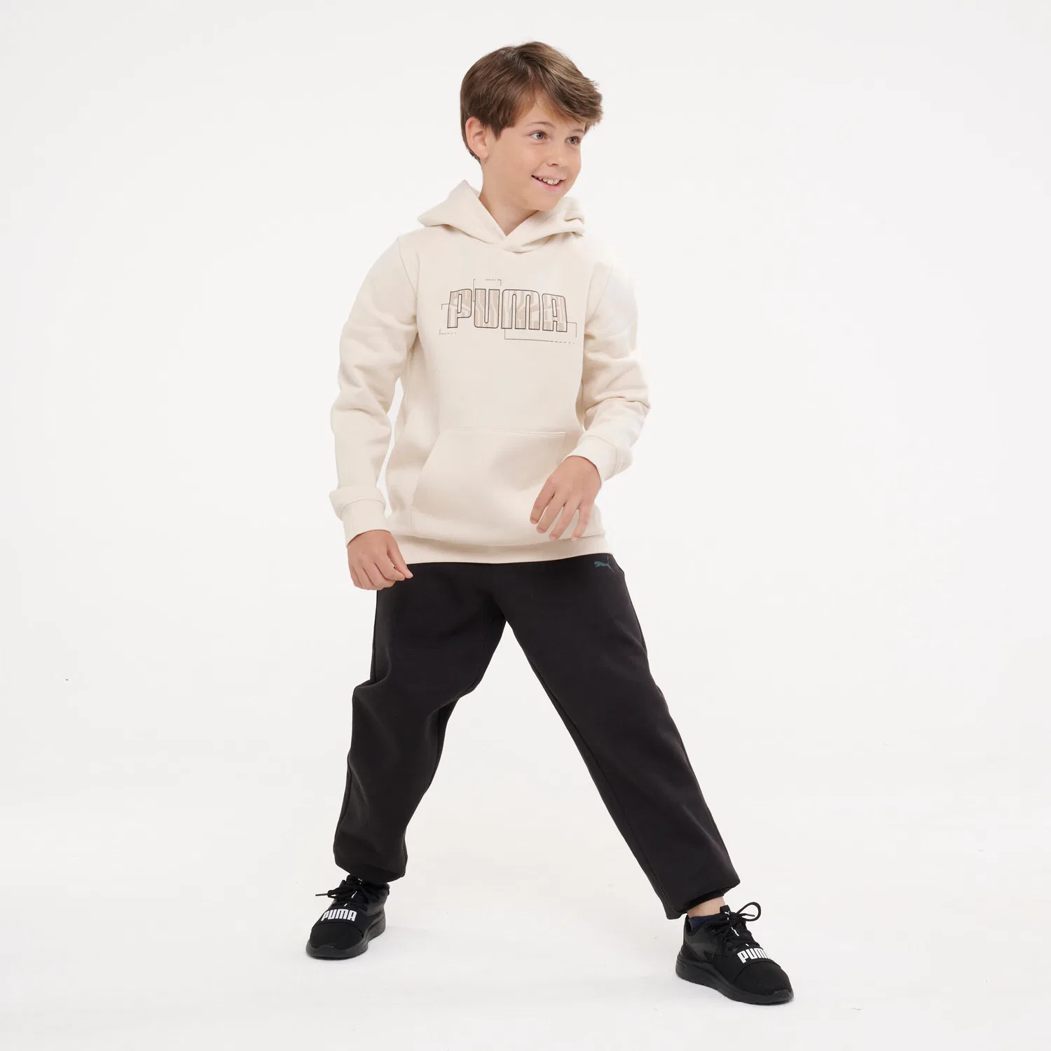 Детское худи с принтом Puma, Beige — фото 3