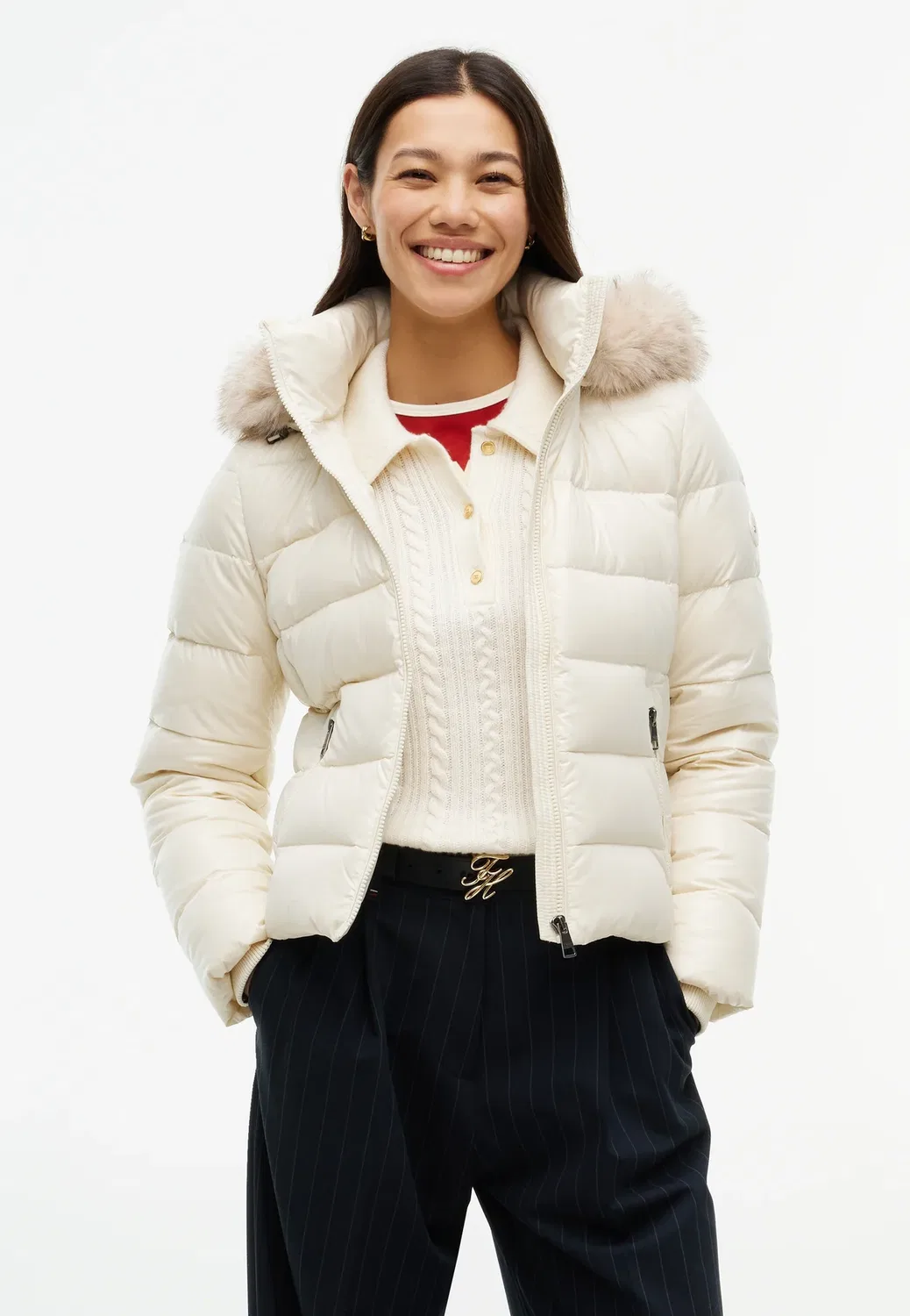 Приталенная гладкая пуховая куртка Tommy Hilfiger, Desert Sand Dune