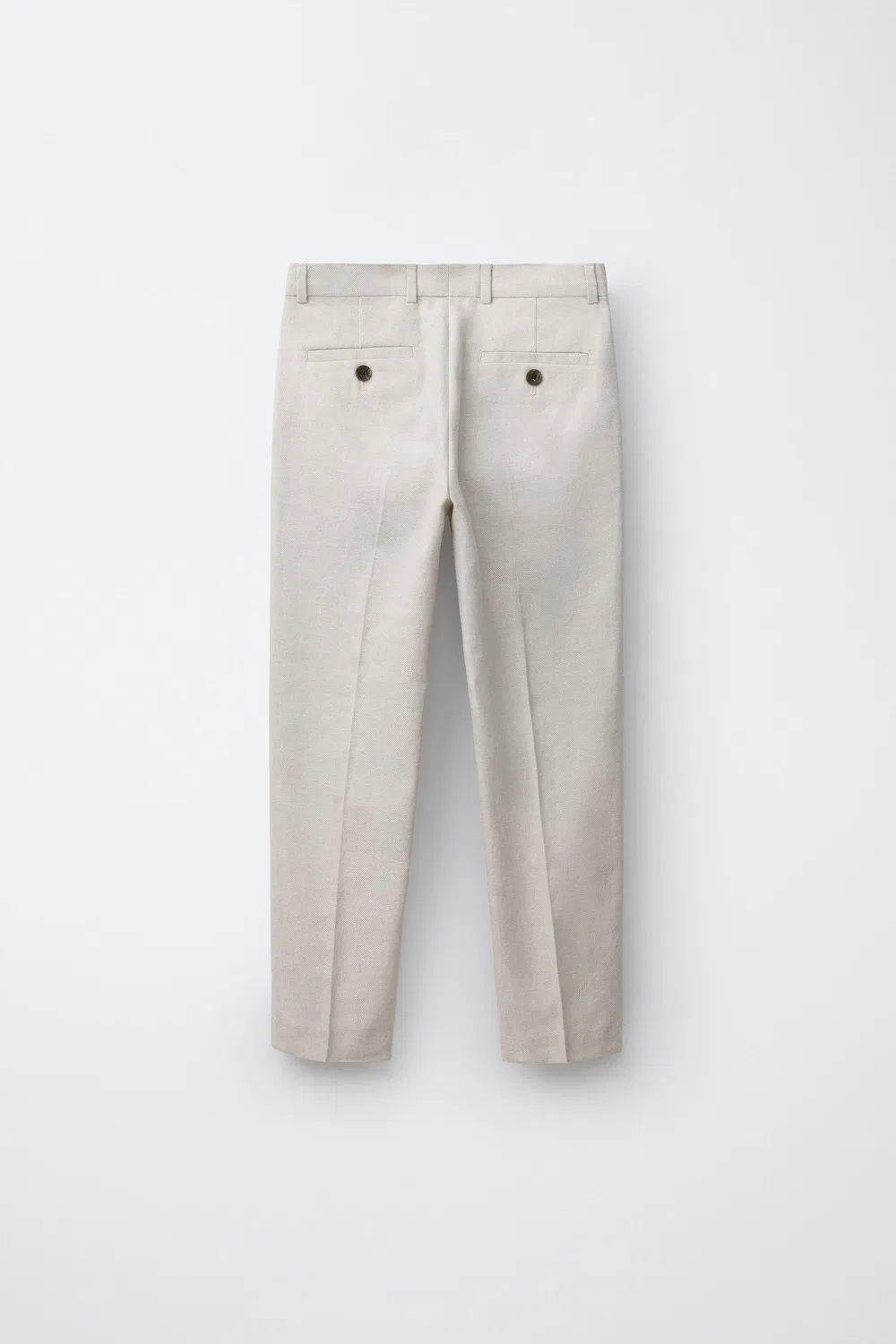 Брюки от костюма из хлопка и льна ZARA, Ecru — фото 2