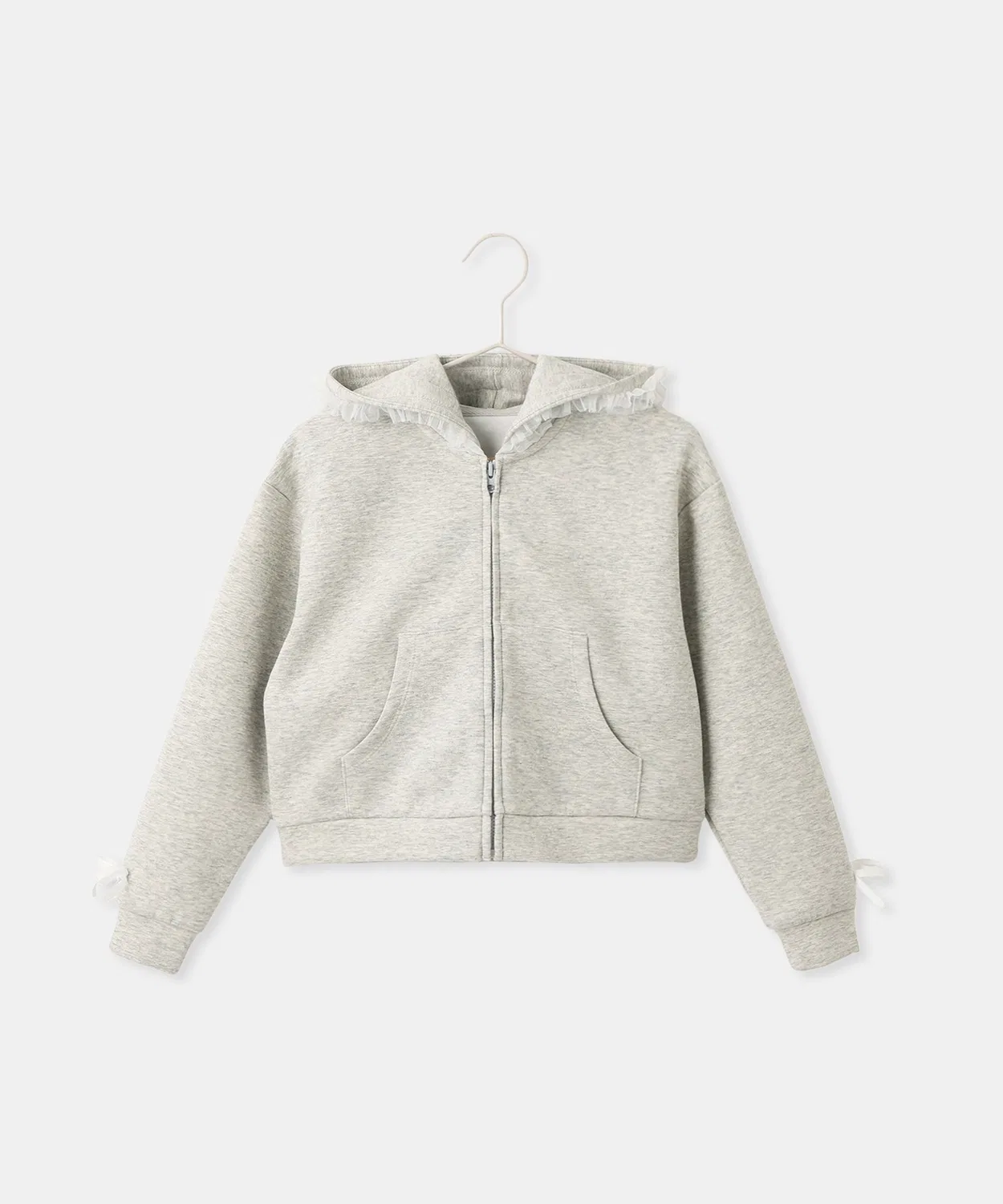 Детский худи с длинным рукавомс тюлевой оборкой ROPE' PICNIC, Light Grey