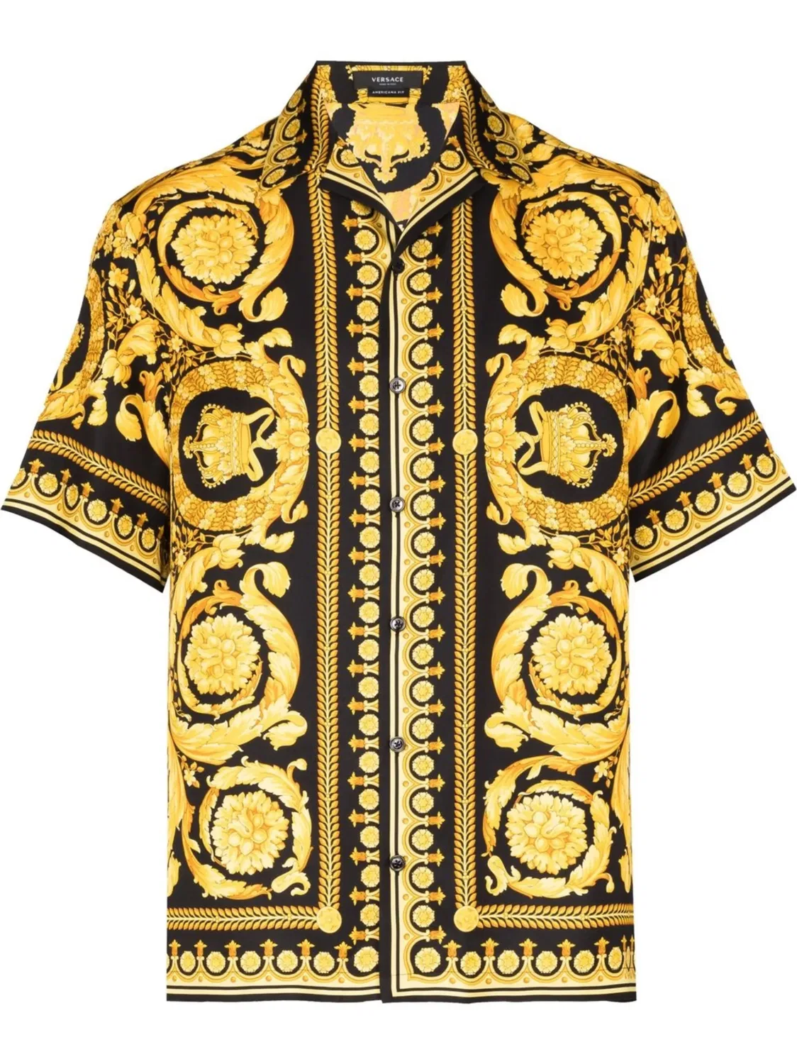 Versace Рубашка Barocco из шелка желтая