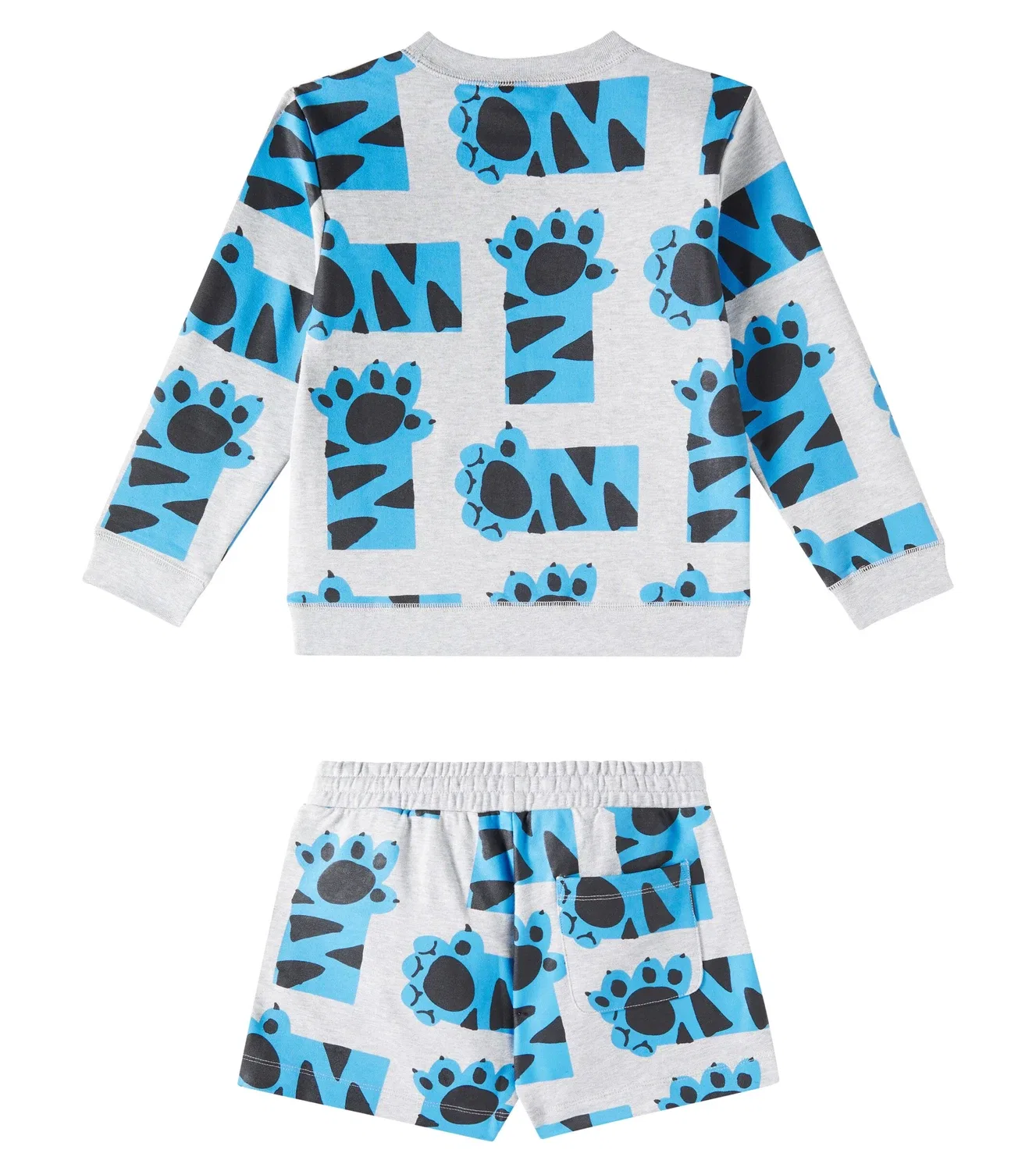 Комплект из флисовых толстовки и шорт Stella Mccartney Kids, серый — фото 4