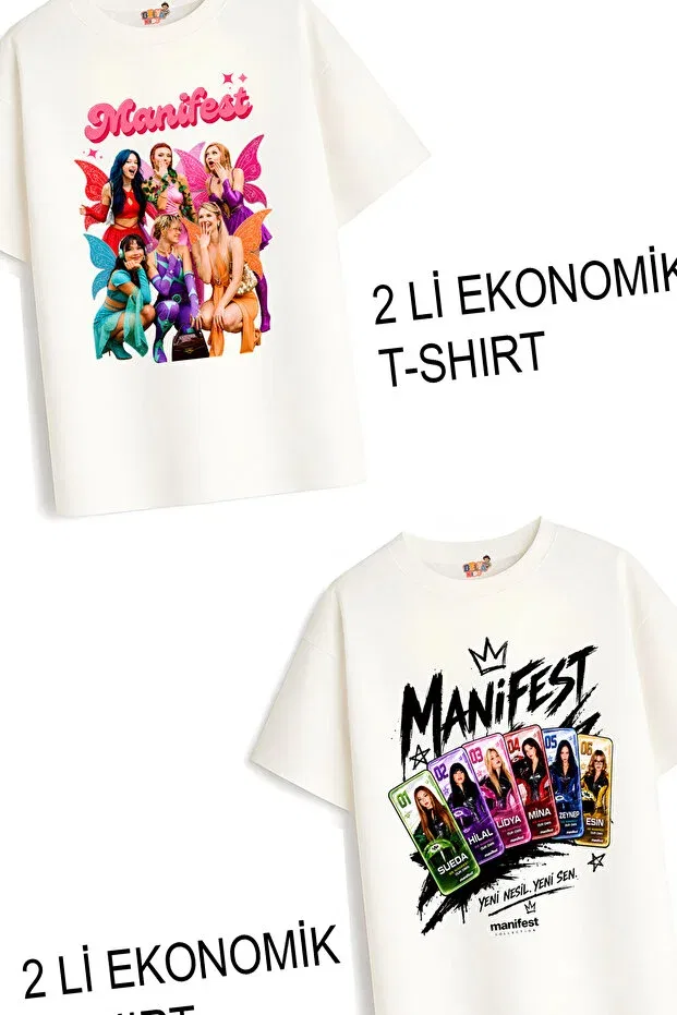 Детский комплект футболок для девочек с принтом Manifest Design Belya Kids Wear, White — фото 2