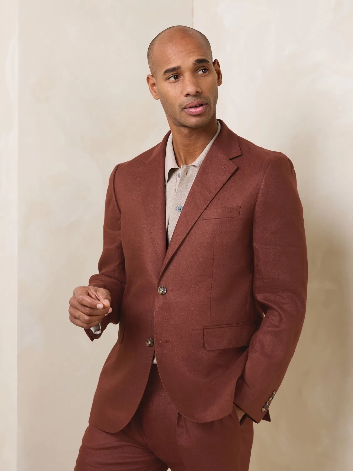 Пиджак Tailored Fit, 100% лен, N.Premium Next, коричневый