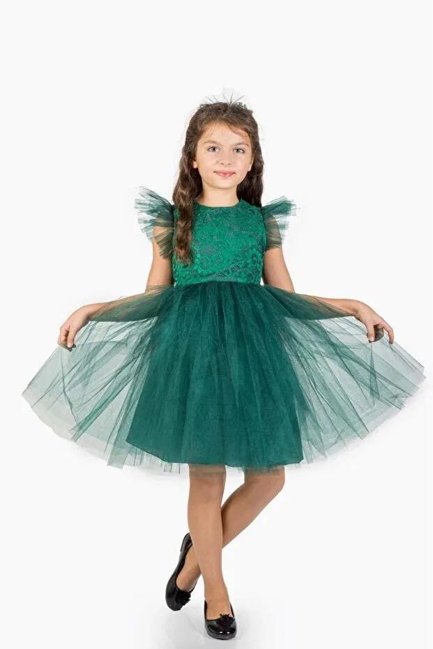 Детское платье для девочек кружевное Mnk Baby&Kids, Green — фото 4