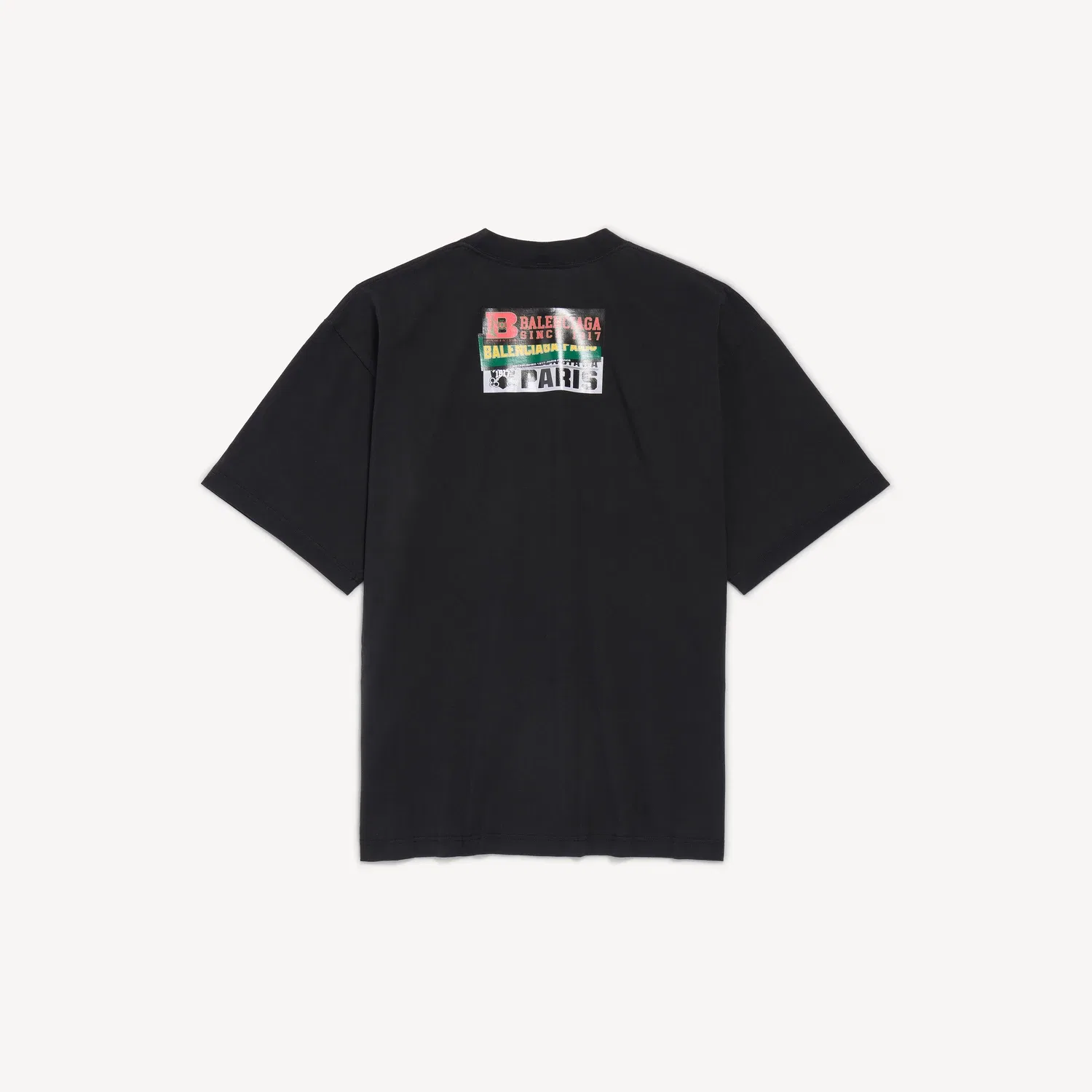 Мужская футболка Balenciaga Bumper Stickers Medium Fit черного цвета — фото 2