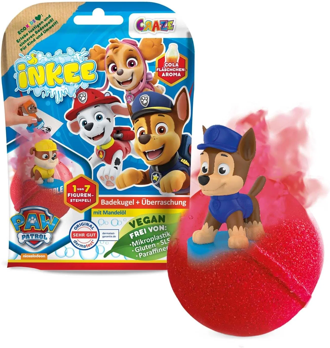 Бомбочка для ванны Paw Patrol, INKEE, 80г, Cola-Gummi