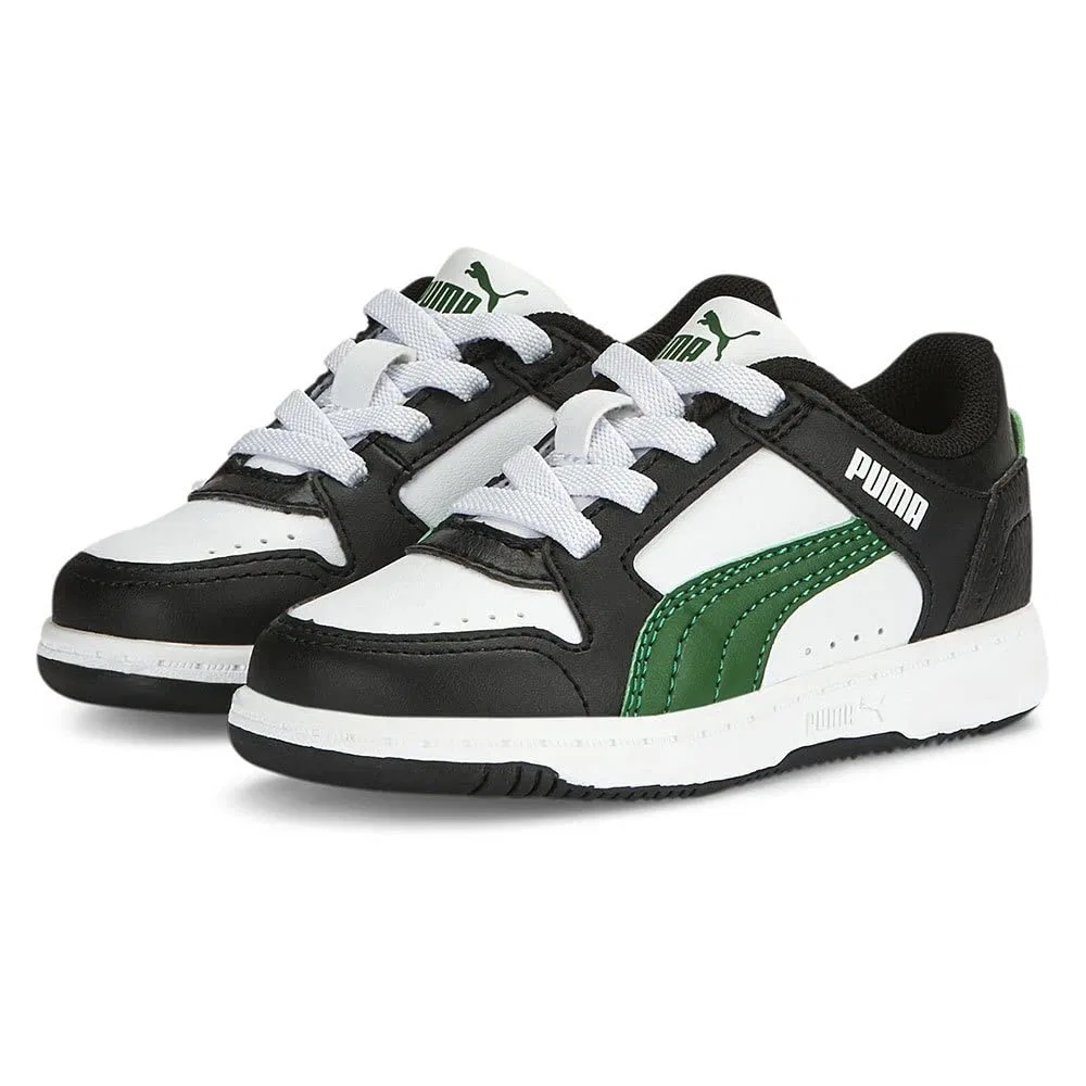 Детские кроссовки для мальчиков с эластичной шнуровкой Rebound PUMA, White Green Black