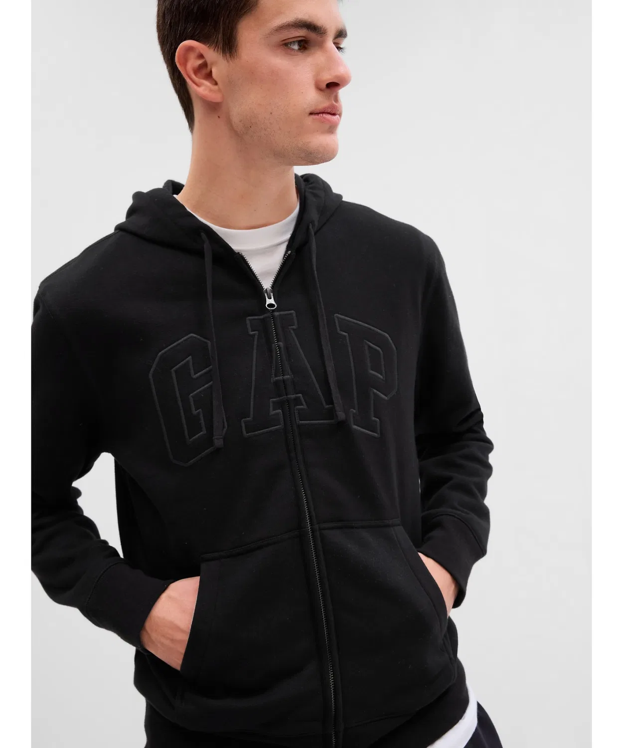Женский худи с длинным рукавом на молнии, с капюшоном, Gap, Black — фото 2