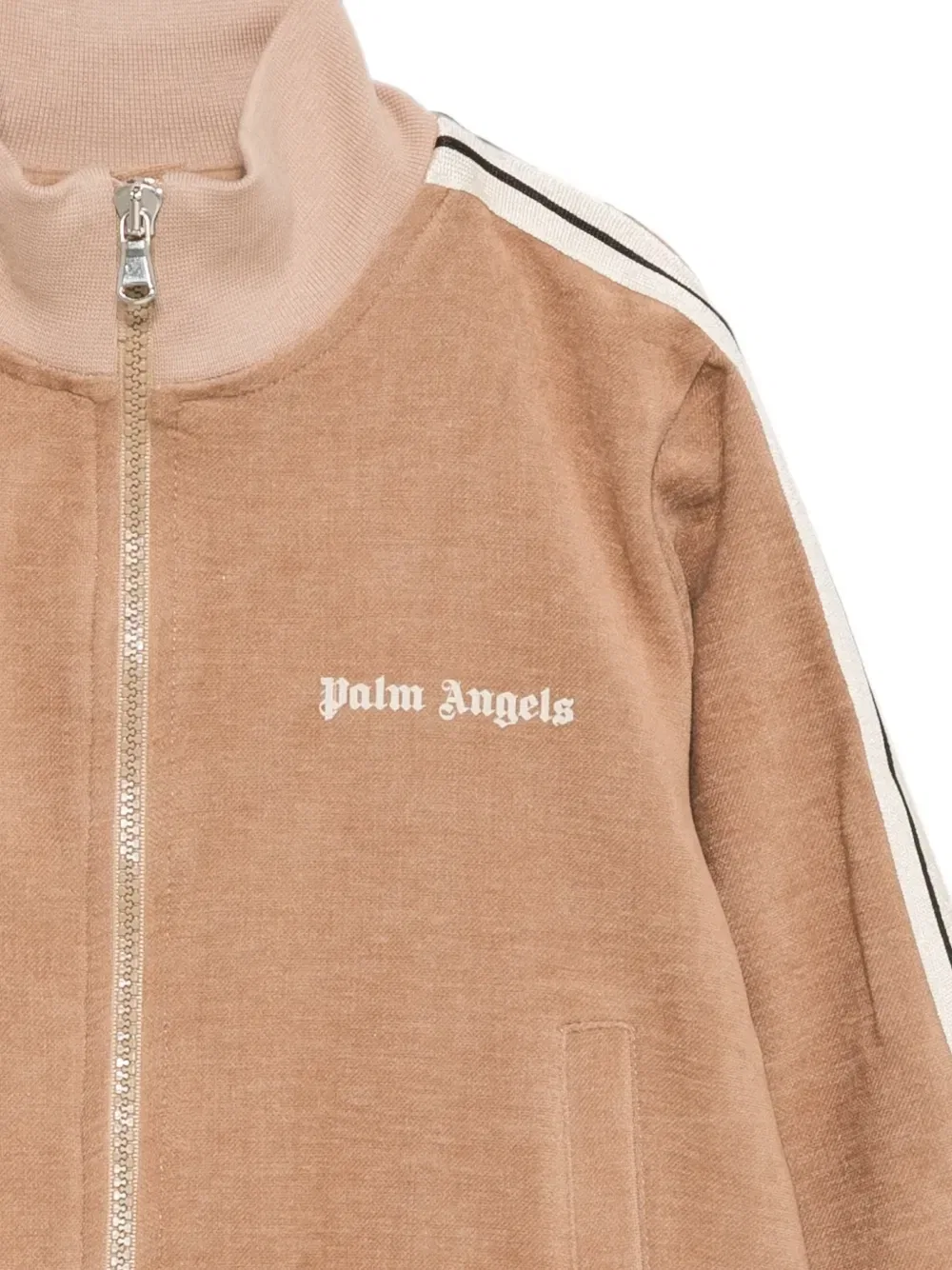 Куртка с логотипом и полосками по бокам Palm Angels Kids, бежевый — фото 3