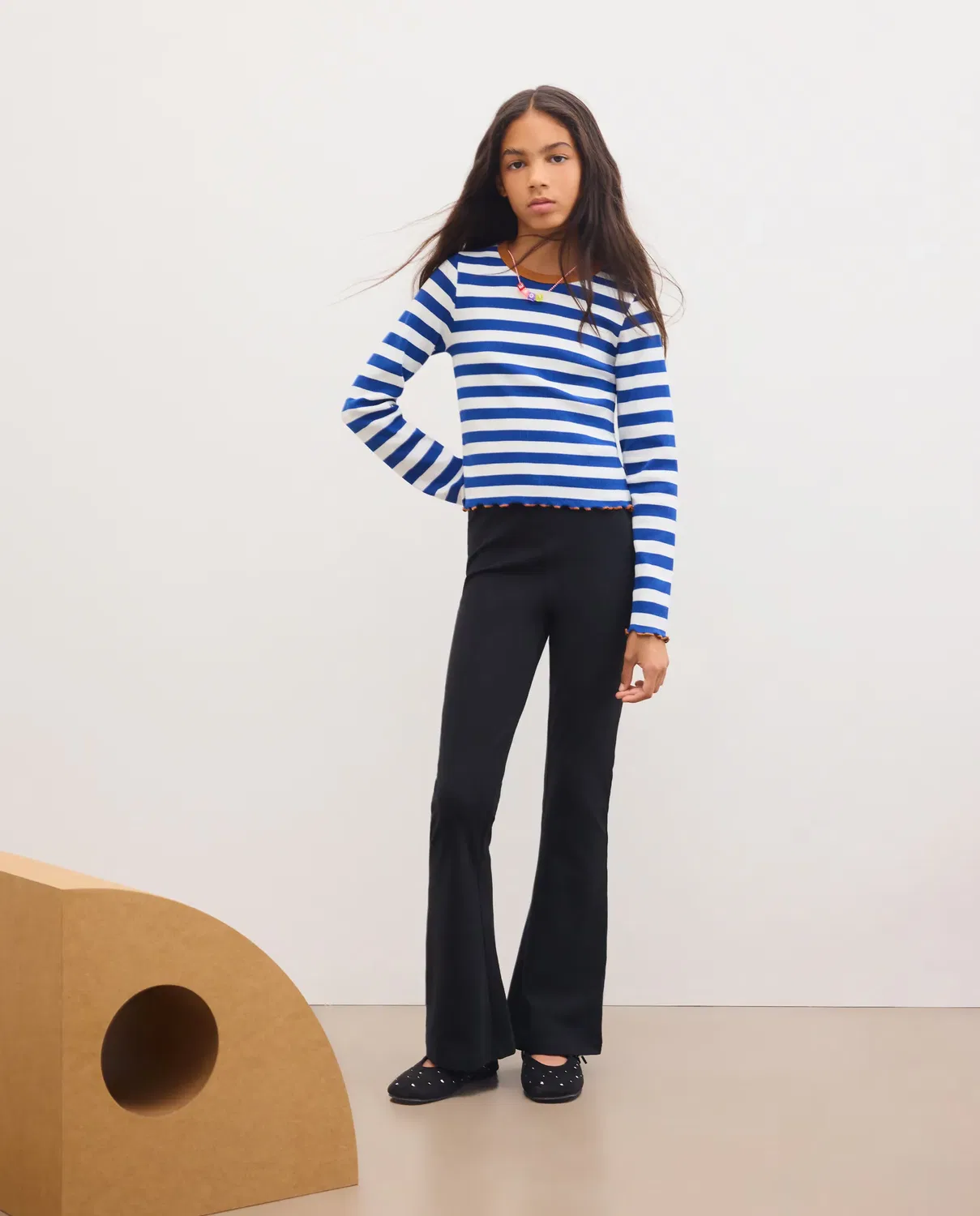Детские леггинсы для девочек хлопковые с фасоном клеш Flare Kids El Corte Inglés, Negro