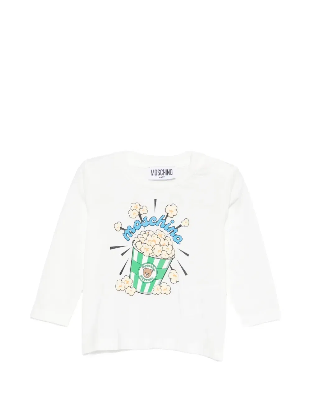 Футболка с длинным рукавом с принтом "попкорн" Moschino Kids, белый