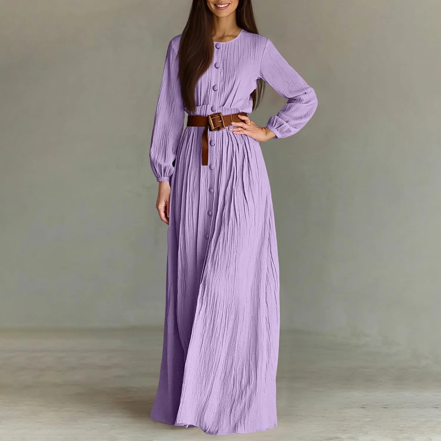 Женское летнее платье-рубашка с пышными рукавами Corset Maxi, Purple — фото 3