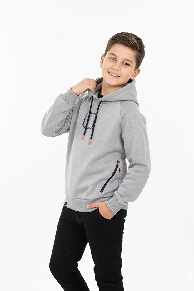 Детское худи для мальчиков оверсайз с капюшоном Newkids, Gray