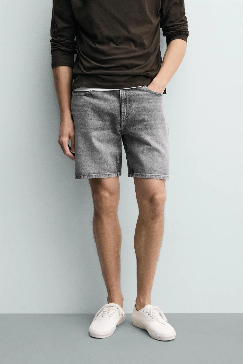 ДЖИНСОВЫЕ ШОРТЫ СТАНДАРТНОГО КРОЯ-БЕРМУДА ZARA, Grey — фото 2