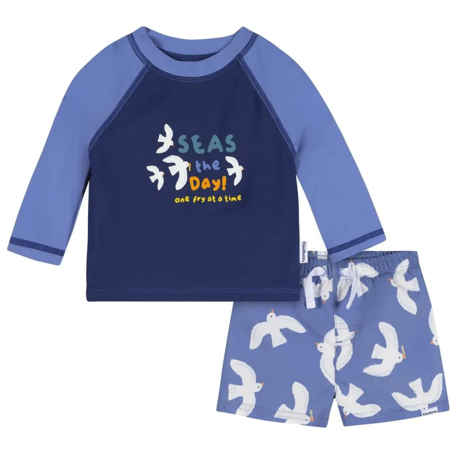 Комплект из рашгарда и плавок, с длинным рукавом, USA Gerber, Blue Birds