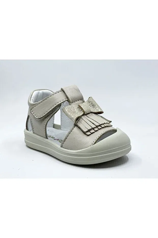 Детские туфли для девочек с ортопедической стелькой Leather and anatomical sole extra soft girls first step shoes Elma Şekeri, Beige — фото 2