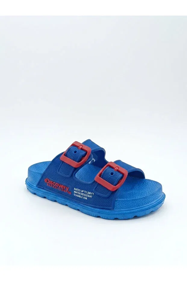 Детские мюли с принтом Discovery expedition double buckle Rexba, Navy Blue