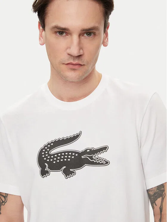Футболка Lacoste Regular Fit, круглый вырез, белый — фото 4