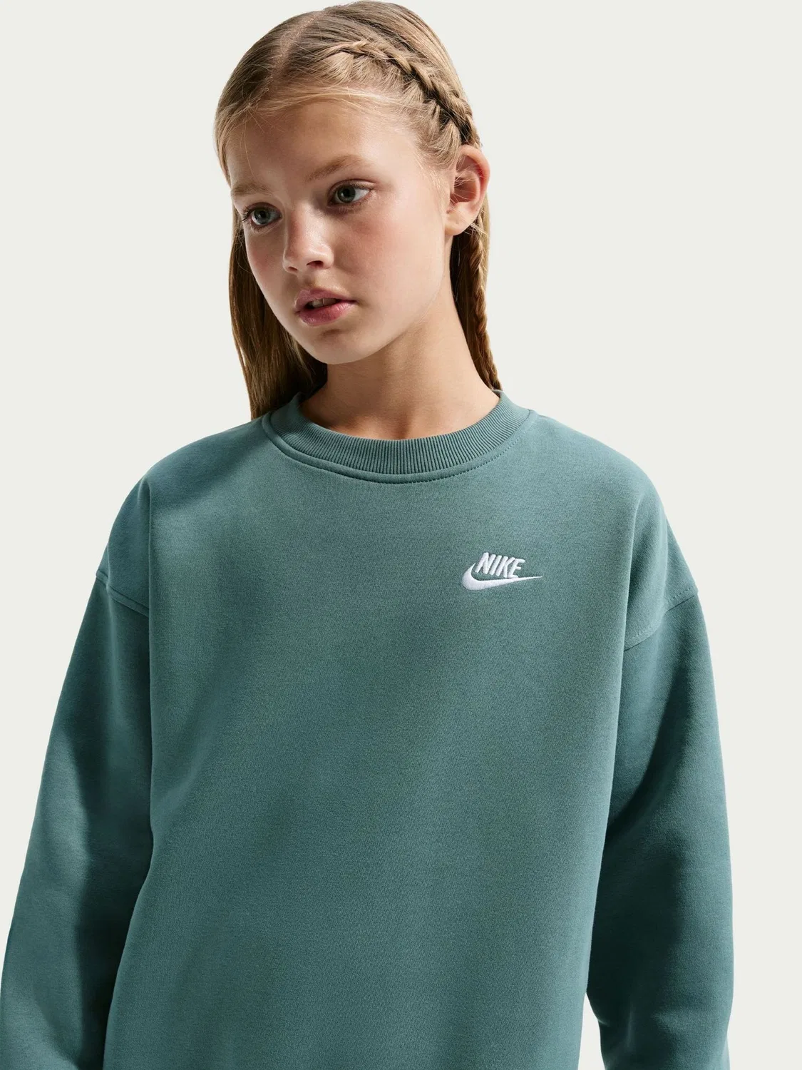 Свитшот оверсайз, флис Nike Club Nike, минеральный сланец — фото 3