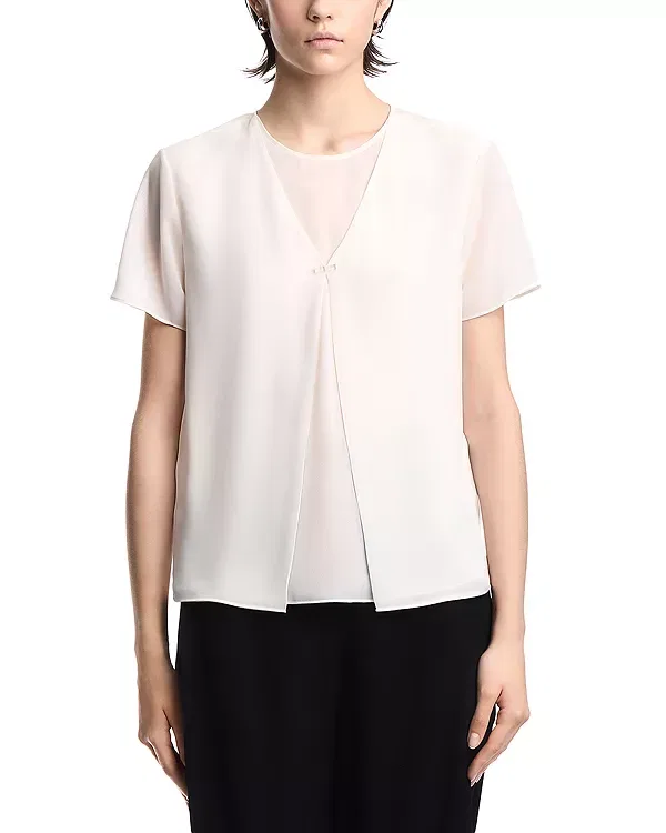 Женский топ с коротким рукавом Georgette top Emporio Armani, Vanilla