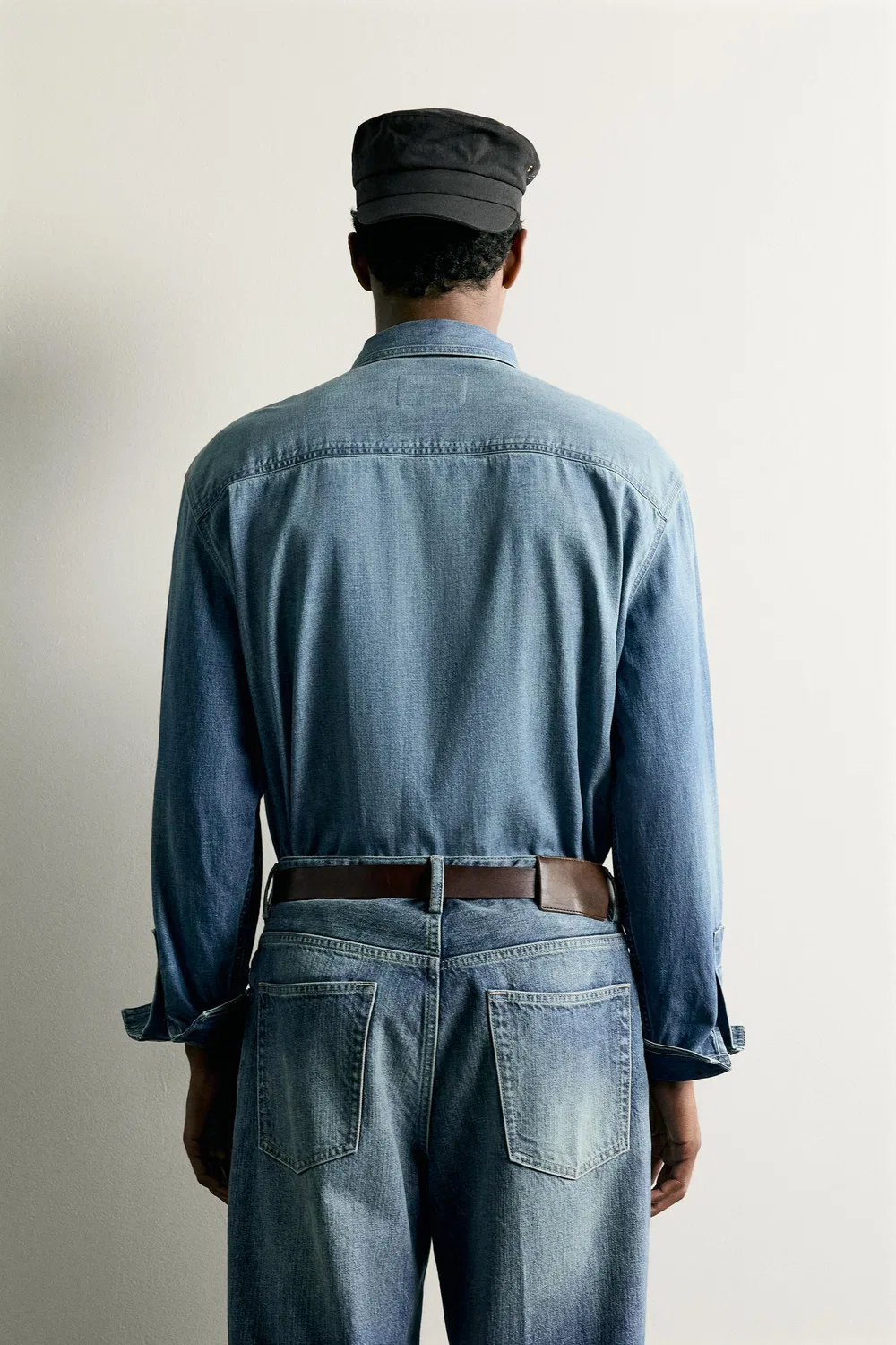 Легкая рубашка из выстиранного джинсмана ZARA, Mid-blue — фото 3