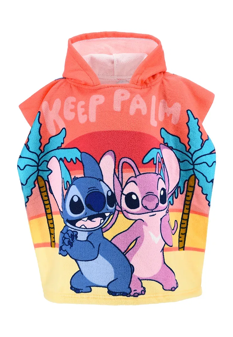 Детский пончо-полотенце с капюшоном, 55x110 см, Stitch, разноцветный
