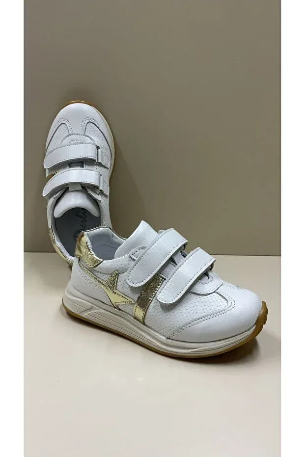 Детские ортопедические кроссовки с застежкой-липучкой Eren Premium, White Gold — фото 4