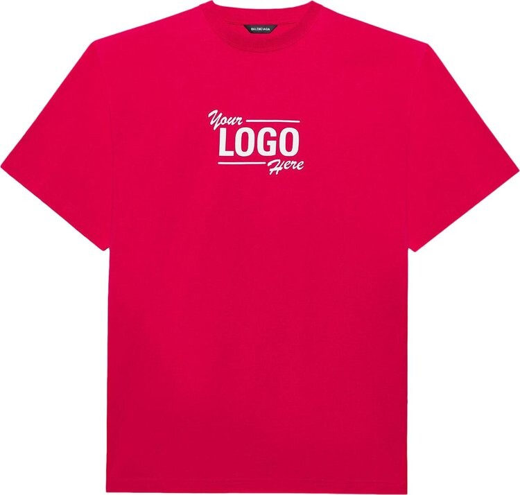 

Футболка Balenciaga Logo Here Flatground T-Shirt 'Raspberry/White', фиолетовый