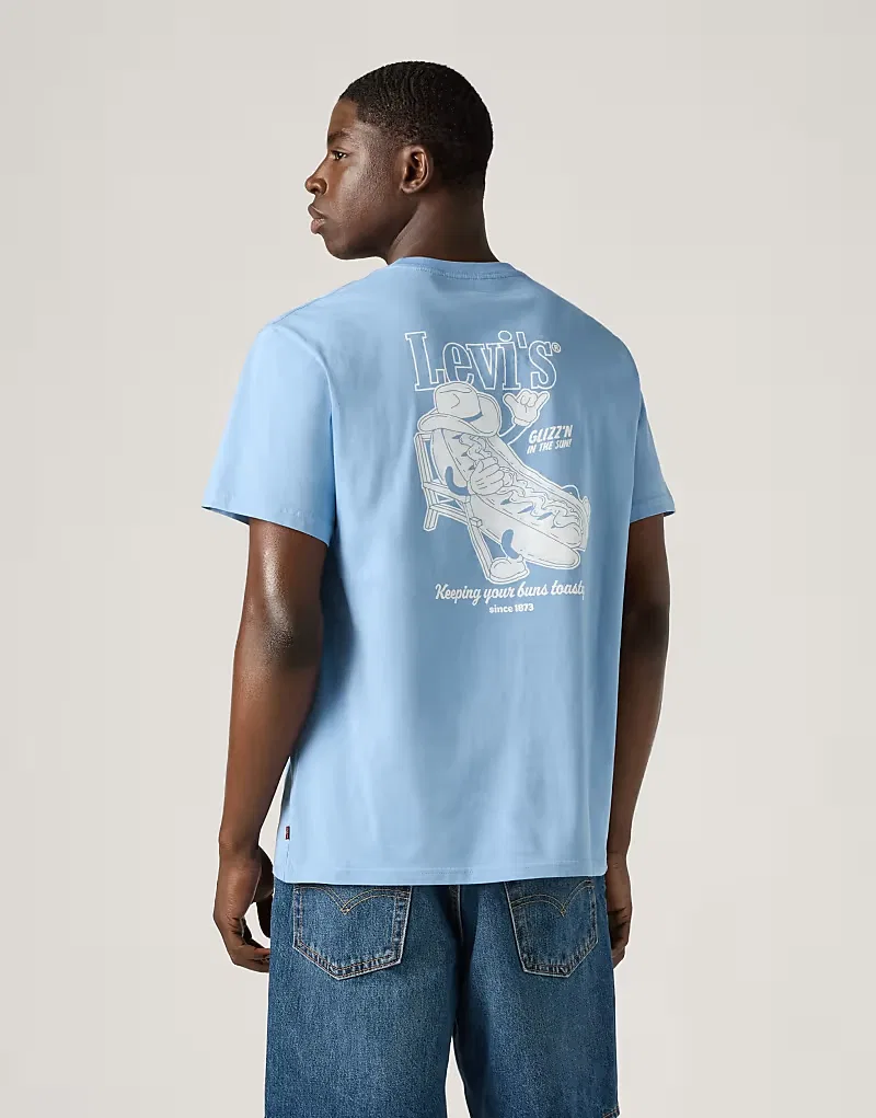 Футболка удобная хлопковая Levi's, синий/белый — фото 2
