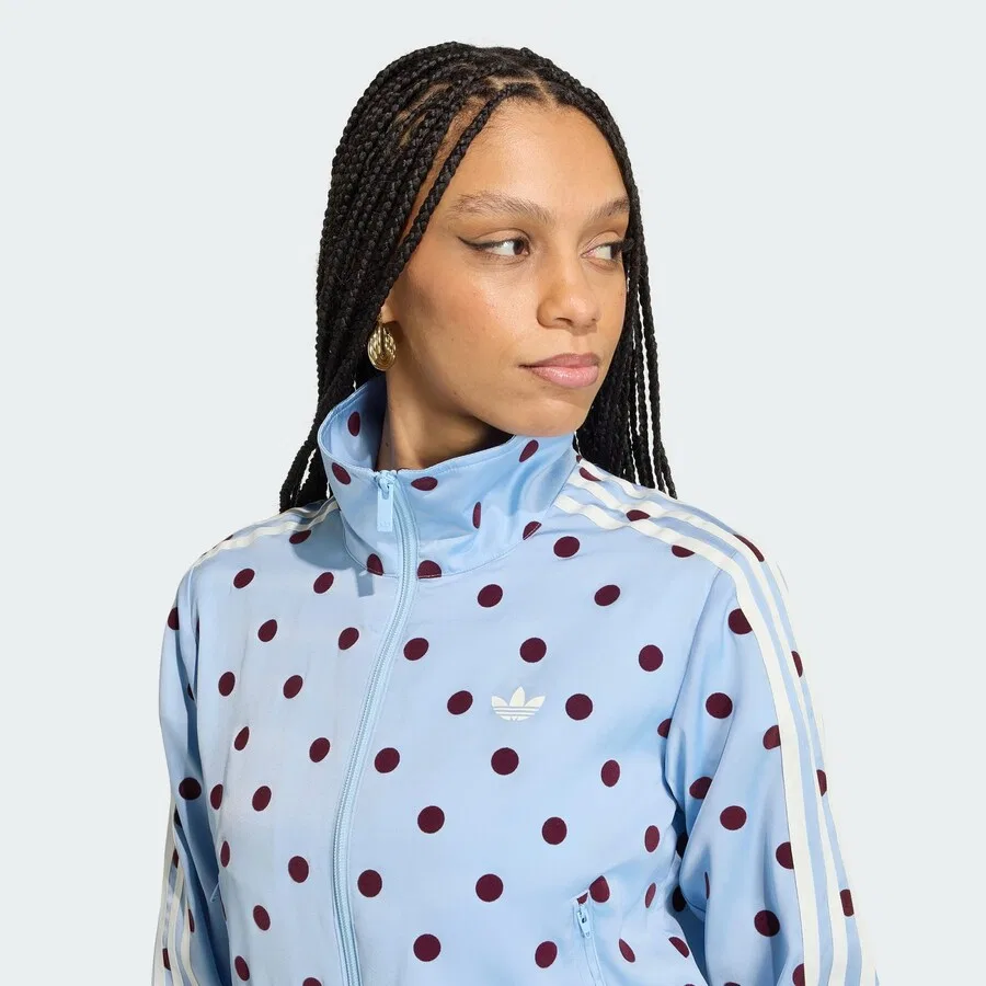 Худи на молнии ADIDAS ORIGINALS 'SATIN POLKA DOTS TT Track' пастельно-голубого цвета — фото 3