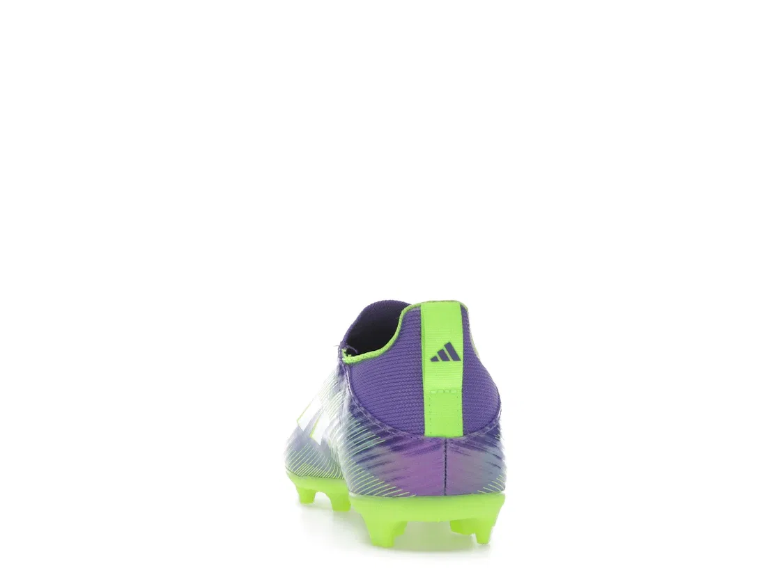 Детские бутсы с шнуровкой без шнурков Adidas F50 League Laceless FG/MG, Purple Rush Cloud White Lucid Lemon — фото 4