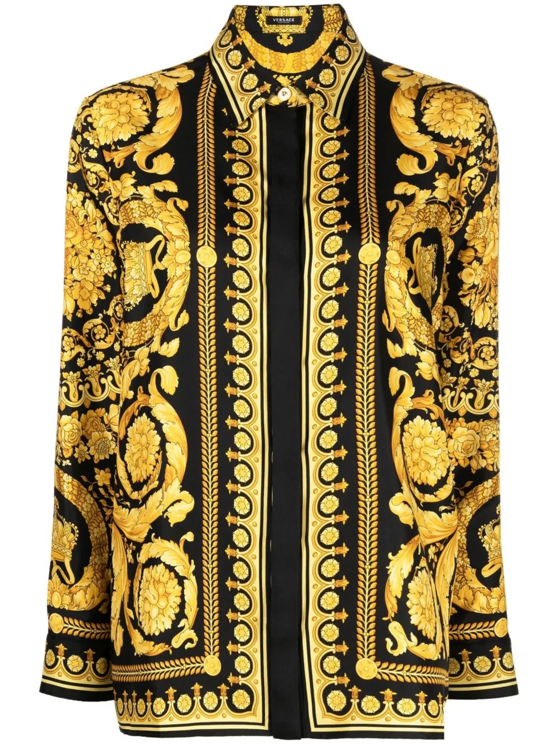 Шелковая рубашка Barocco от Versace, черный